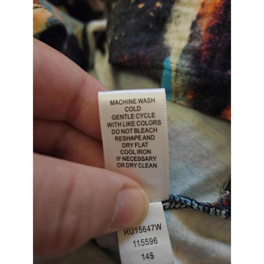 Cupio 1X multicolored bohemian long sleeve stretchy asymmetrical knit dress - Picture 5 of 5